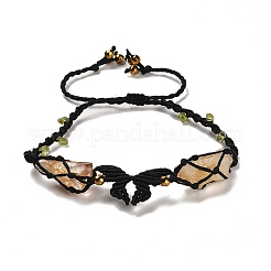 Браслет из плетеных бусин из натурального желтого кварца&nbsp;BJEW-B073-01C