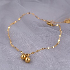 201 браслеты на ногу с подвесками в виде двойного круглого шарика из нержавеющей стали для женщин&nbsp;FS-WGE7FBE-01