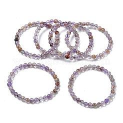 Браслеты из натуральных круглых бусин из кварца лодолита для женщин&nbsp;BJEW-Z158-03K-04