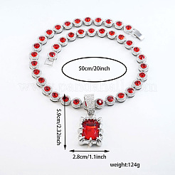 Теннисные ожерелья с прямоугольным кулоном из сплава горного хрусталя&nbsp;FS-WGF7BCB-04