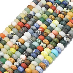 Нити бусин из натуральной голубой пятнистой яшмы&nbsp;G-P575-A30-8x5mm-01