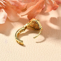 Серьги-кольца из цветочной латуни с микропаве из кубического циркония&nbsp;EJEW-C126-13G-02