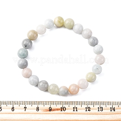 Браслеты из натурального морганита с круглыми бусинами для мужчин и женщин&nbsp;BJEW-G743-01H-01