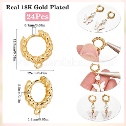 24 шт. латунная фурнитура для сережек-колец с застежкой-защелкой&nbsp;FIND-SC0012-47