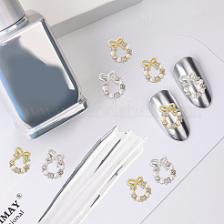 40 шт. 2-цветный рождественский венок из сплава со стразами-кабошонами&nbsp;MRMJ-CA0001-49