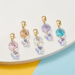 Стеклянные подвески в форме звезды/восьмиугольника&nbsp;HJEW-JM01044