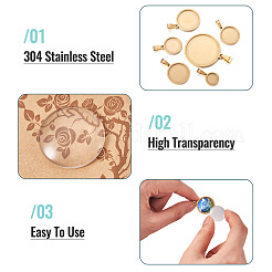 Оправы для подвесок из нержавеющей стали 304 в виде кабошонов&nbsp;STAS-TA0001-47E