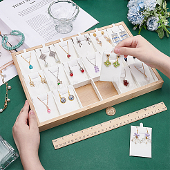 18 сетчатый бамбуковый подвесной дисплей-поднос с демонстрационными карточками из искусственной кожи&nbsp;ODIS-WH0086-091B-02