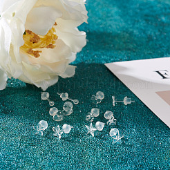 60 комплект из 6 стильных маленьких серег-гвоздиков из смолы с гайками в виде звезды&nbsp;EJEW-BG0001-01