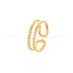 Ионное покрытие (ip) 304 нержавеющая сталь двойная линия открытое манжетное кольцо для женщин&nbsp;RJEW-S405-227G