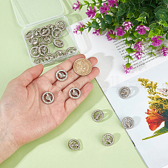 24 шт. 1-х дырочные пуговицы из сплава со стразами&nbsp;BUTT-CA0001-28B