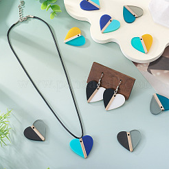 10 шт. подвески из непрозрачной и прозрачной смолы и дерева 5 цветов&nbsp;RESI-TA0004-59