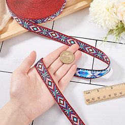 Полиэфирная лента с вышивкой ромбом в этническом стиле&nbsp;OCOR-WH0078-237-1