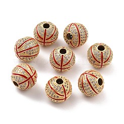 Настоящие 18k позолоченные латунные бусины из прозрачного кубического циркония с микропаве&nbsp;ZIRC-Z023-06