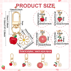 16 шт. 4 стиля подвеска из сплава с эмалью в виде цветка и фруктов&nbsp;HJEW-PH02101