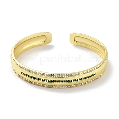 Латунные открытые браслеты-манжеты с прозрачным фианитом&nbsp;BJEW-Z061-06C