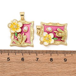 Подвески из латуни с цветочной эмалью&nbsp;KK-D390-17G-03