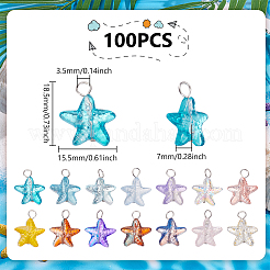 100 шт. подвески из прозрачного стекла с градиентной краской для выпечки в виде морской звезды&nbsp;FIND-UN0007-31