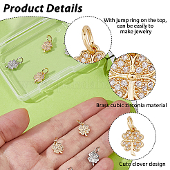 12 шт. 2 цвета латунные подвески с микропаве и кубическим цирконием&nbsp;KK-HS0001-84