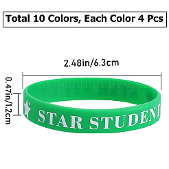 40шт 10 цвета слово звезда студент силиконовый шнур браслеты набор наручные&nbsp;BJEW-GF0001-13