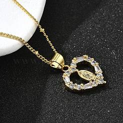 Латунные прозрачные кубические циркониевые подвески ожерелья для женщин NJEW-A039-02A-G
