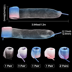 5 пара шнурков из органзы с градиентом 5 цветов&nbsp;AJEW-SP0003-10