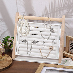 Подставки для органайзеров из дерева и искусственной кожи с наклонной задней частью и кольцом&nbsp;RDIS-WH0001-40