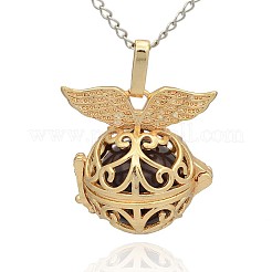 Золотой тон латунь полые круглые подвески KK-J237-08G