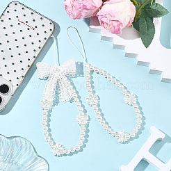 Ремни для мобильных устройств из АБС-пластика с круглыми и бантовыми бусинами&nbsp;HJEW-YW00314-01