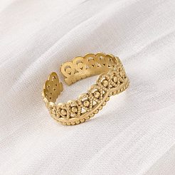 Кольцо-манжета из нержавеющей стали 304 с короной для женщин&nbsp;LS-RJEW-Z083-03G-05