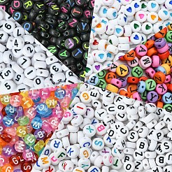 1400шт 7 стиля непрозрачные и прозрачные акриловые бусины&nbsp;MACR-YW0003-34