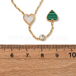 Женские ожерелья с подвеской в виде сердца из нержавеющей стали 304 с кристаллами&nbsp;NJEW-F346-03G