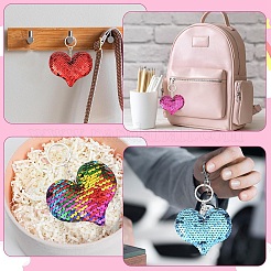 14 шт. 7 цвета ПВХ светоотражающие пайетки брелок в форме сердца подвеска&nbsp;KEYC-YW0001-27