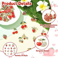 28 шт. 14 стиля подвески-фрукты из цинкового сплава со стразами&nbsp;FIND-CJ0004-95