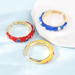 Латунные эмалированные манжеты с открытыми кольцами&nbsp;RJEW-P183-06G-M