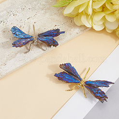 Гальванизированный сплав стрекозы натуральный турмалин дисплей украшения&nbsp;DJEW-WH20002-15G