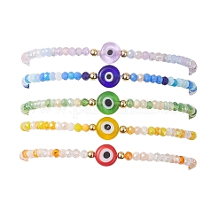 Браслеты ручной работы из лэмпворка и стеклянных бусин от сглаза для женщин&nbsp;BJEW-JB12510