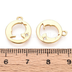 Латунные микропаве прозрачные подвески с фианитом&nbsp;KK-T078-09G-02