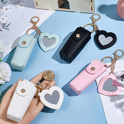 4 шт. 4-цветный брелок-подставка для помады из искусственной кожи в форме сердца&nbsp;KEYC-CL0001-35