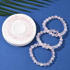 Натуральные розовые кварцевые круглые бусины эластичные браслеты для женщин&nbsp;BJEW-Q056-01A