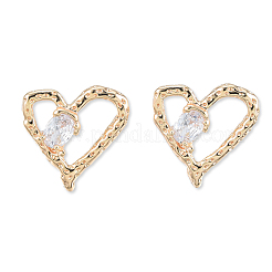 Серьги-гвоздики в форме сердца из прозрачного кубического циркония&nbsp;EJEW-N012-51LG-B