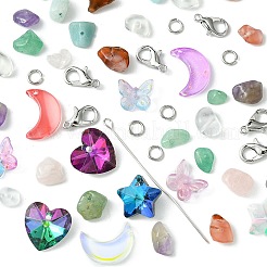 Смешанный камень из натурального и синтетического камня со стеклянными подвесками&nbsp;FIND-FS0002-17