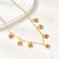 Ожерелья с подвесками в виде бабочек из латуни с микропаве и кубическим цирконием&nbsp;NJEW-B157-15G