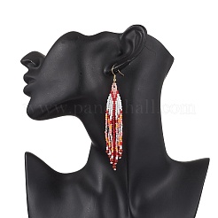 Серьги-стрелы из стеклянных бусин ручной работы&nbsp;EJEW-MZ00539