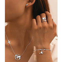 Комплект из ожерелья с подвеской «Самолет и земля» из нержавеющей стали 201 FS-WG54043-02