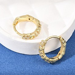 Серьги-кольца из латуни с микропаве из прозрачных кубических цирконий&nbsp;EJEW-D348-18G