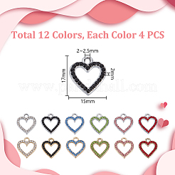 48шт 12 цвета подвески из сплава со стразами&nbsp;FIND-GA0007-09