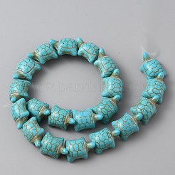 Окрашенные синтетические бирюзовые бусы нити&nbsp;G-WH0030-12A