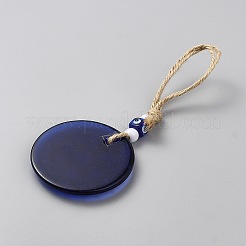 Пластик и смола плоские круглые с подвесками от сглаза&nbsp;HJEW-WH0108-012