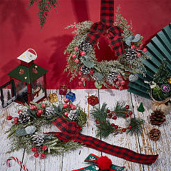 Рождественский венок из пластика и ткани&nbsp;AJEW-WH0481-03